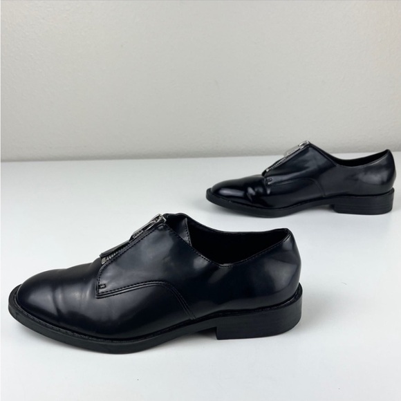 ZARA TRF TRAFALUC Zipped Blucher Vegan Patent Leather Shiny Oxfords Brogues - Picture 7 of 14
